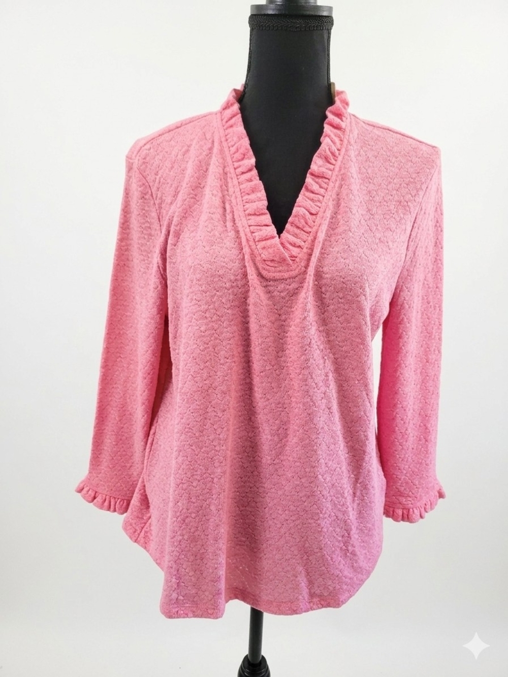 Talbots Pink Ruffled V-Neck Knit Tunic